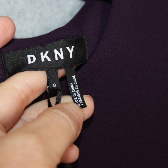 DKNY Women's Purple Bell Sleeve‎ with Bead trim Dress Size 8 NWT - Picture 4 of 8